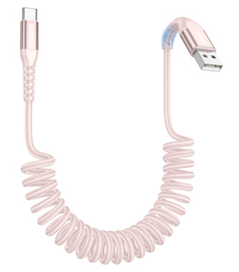 Cable de Carga Rápida Flexible y Retráctil SUNGUY, Tipo C, Trenzado de Nailon, Cable de Datos Resistente con Resorte - Product Image 3