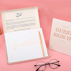 Livre d'or élégant en or <span class=keywords><strong>rose</strong></span> avec stylo, album de signature à couverture rigide pour mariage, réception, baby shower et événements festifs - Product Image 4