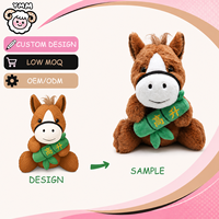 Boneka Kuda Custom OEM, Maskot Hewan Isi Dakron dengan Aksesori Pesan Bordir untuk Merchandise Promosi Perusahaan
