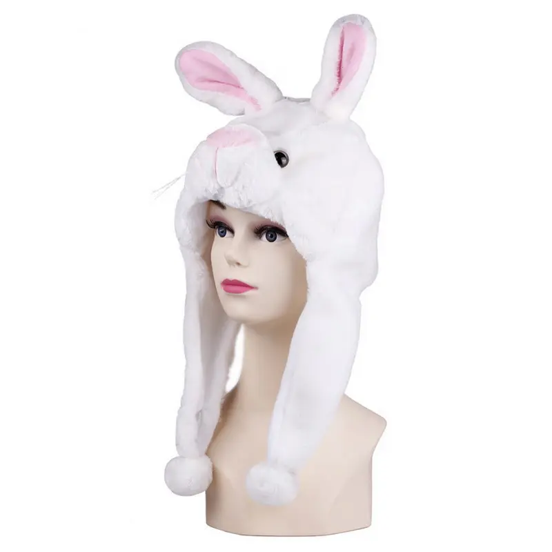 Cappello da coniglio coreano con pompaggio dell'aria e orecchie in movimento peluche adorabile coniglio morbido berretto animato peluche berretto carino che fa cappelli divertenti