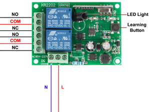433 Mhz phổ không dây điều khiển từ xa chuyển đổi AC 85V ~ 250V 110V 220V 2CH Relay Receiver + RF 433 Mhz điều khiển từ xa - Product Image 2