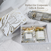 Ensemble cadeau de bougies parfumées et diffuseur à bâtonnets en marbre blanc de luxe avec feuille d'or, bougies en cire de soja personnalisables avec logo pour la décoration intérieure