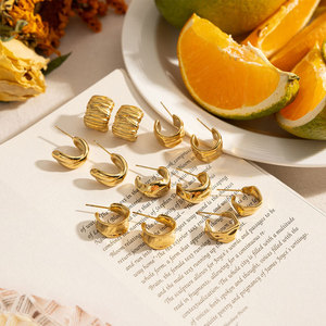 Pendientes de Aro Gruesos de Oro Hipoalergénicos de Acero Inoxidable 316L con Baño de Oro de 14k y 18k para Mujer - Product Image 3