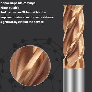 เครื่องกัดโลหะคาร์ไบด์55 ° แบบเกลียว4ขลุ่ย HRC55เคลือบแบบขยายสำหรับการแปรรูปโลหะ - Product Image 3