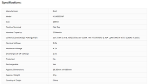Deep Cycle <span class=keywords><strong>18650</strong></span> Wiederauf ladbarer Li-Ionen-Akku 3,7 V 2500Mah 2600Mah 10C <span class=keywords><strong>30A</strong></span> - Product Image 6