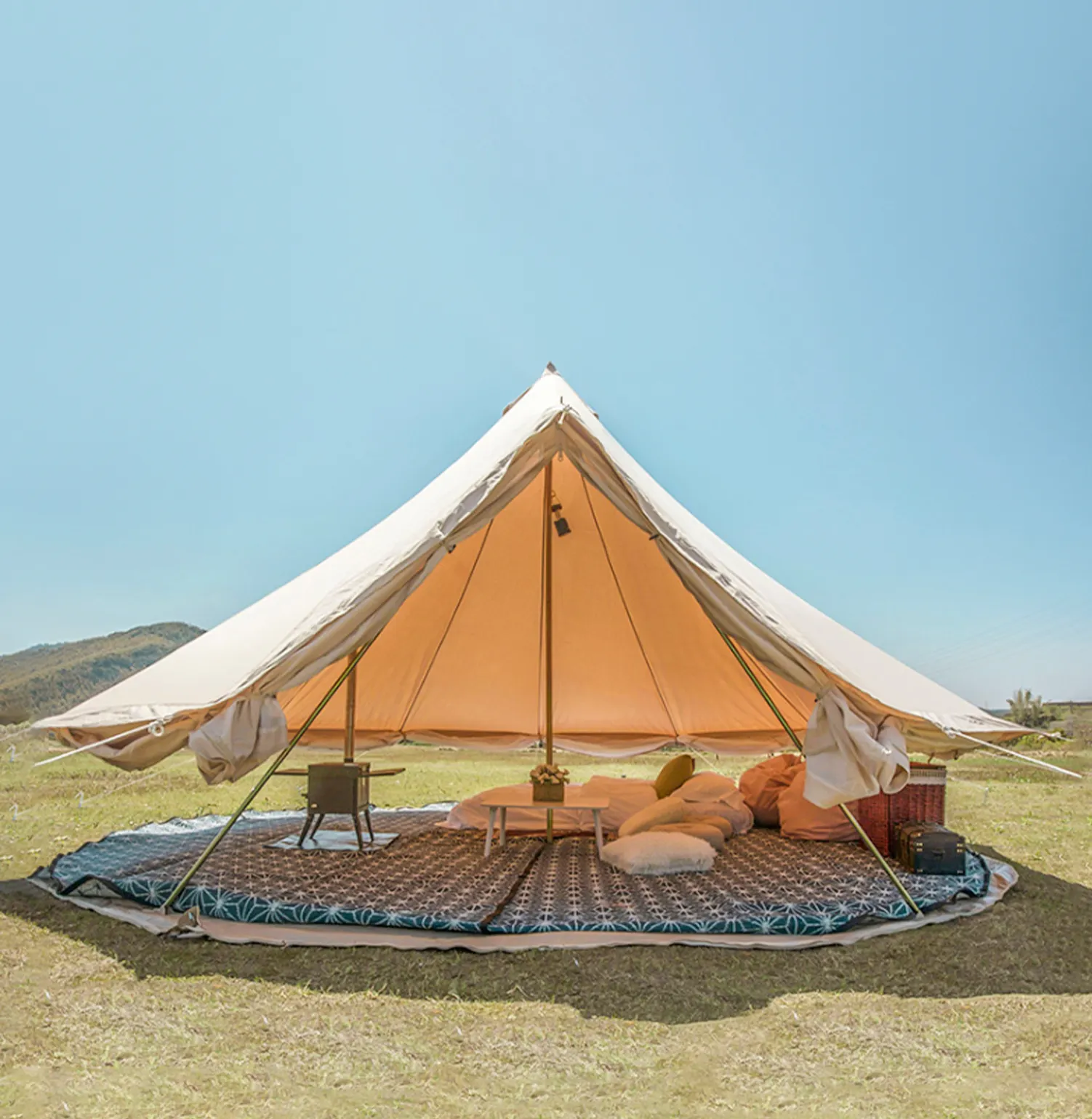 Большая роскошная семейная палатка на заказ, водонепроницаемая монгольская Юрта, 3 м, хлопковый холщовый шатер, палатка для вечеринки, свадьбы, гламурный колокольчик