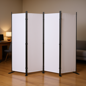 Paravent en tissu blanc à 4 panneaux, pliable, pour la confidentialité, autoportant, pour le bureau et la maison - Product Image 2