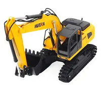 HuiNA ile 1319 2.4G 9CH 1/24 yarı alaşımlı RC düz platformlu römork ekskavatör kamyon iş makinesi Diecast araba oyuncak