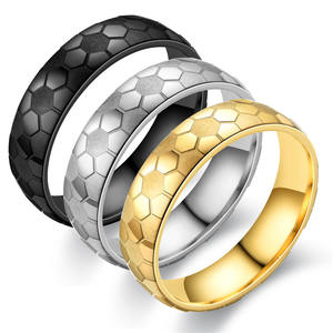 Anillos de Boda y Compromiso de Carburo de Tungsteno con Baño de Oro Rosa, Diseño de Balón de Fútbol, Pulido Brillante, Precio al por Mayor - Product Image 1