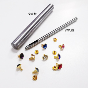 Tubo de Remache con Borde Dorado y Diamantes de Imitación de 8mm, Color Grado A, Accesorios DIY para Bolsos y Maletas - Product Image 3