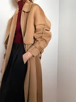 Hepburn Style nouveau Design Double face cachemire Vintage femmes laine longs manteaux