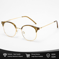 Lunettes rondes œil de chat pour femmes et hommes, lunettes de lecture pour ordinateur, monture en métal doré, anti-lumière bleue, UV400, OEM personnalisé