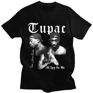 JX说唱歌手Tupac 2Pac图形t恤时尚短袖t恤超大嘻哈街装男士棉t恤