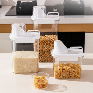 Food Storage Container Rectangle Clip-on Lid 1100ml 1800ml 2300ml Rice <b>Flour</b> Grain Storage Box Airtight Moisture Proof Insect - Product Image 2