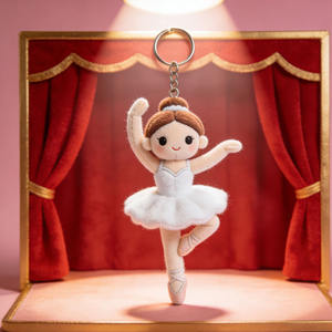Portachiavi in Peluche Personalizzato a Forma di <span class=keywords><strong>Ballerina</strong></span>, Design e Dimensioni su Misura, OEM/ODM, Ciondolo Personaggio Imbottito per Scuola di Danza - Product Image 1