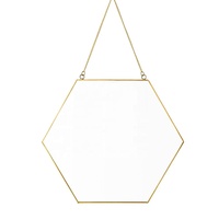Miroir hexagonal en laiton doré de forme géométrique minimaliste nordique Miroir de console de salle de bain Miroir de maquillage