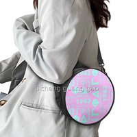 Sac à main rond en PU pour femme GPD Gamma Phi Delta, design tendance avec lettres grecques, sac de week-end rond à bandoulière