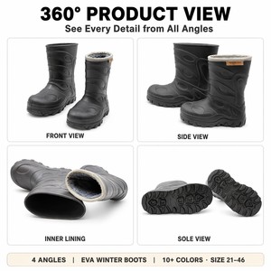 OEM Thick Plush Lined EVA Winter Boots Warm Mid Calf Waterproof Snow <strong>Wellies</strong> Anti Slip Sole Kids Adults Cold Weather Rain Boots - Product Image 4