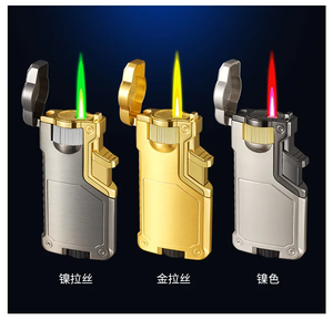 Encendedor de Metal con Llama de Chorro de Tres Colores de <span class=keywords><strong>Tiktok</strong></span>, Encendedor de Gas Butano Resistente al Viento - Product Image 2