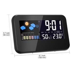 Réveil numérique électronique avec écran LCD couleur, double alimentation, activation vocale, veilleuse et station météo pour chambre de bébé - Product Image 1