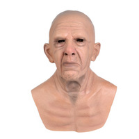 Masque en Latex d'Horreur de Vieil Homme avec Cheveux Courts, Masque Intégral Réaliste de Grand-Père pour Fête d'Halloween