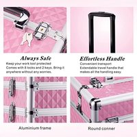 Valise de maquillage pliable 4 en 1 en aluminium tendance avec grandes roues de transport noires pour salon de coiffure