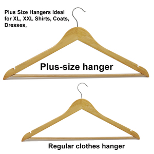 Vente en gros de cintres en <span class=keywords><strong>bois</strong></span> de luxe personnalisés de 48cm, crochet chromé cannelé antidérapant à un niveau pour salle de bain, manteaux et costumes - Product Image 5
