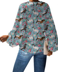 Blusas de mujer con estampado de flores de caballo Appaloosa, camisa informal de gasa de <span class=keywords><strong>manga</strong></span> <span class=keywords><strong>larga</strong></span> con cuello en V y patrón personalizado para mujer - Product Image 5