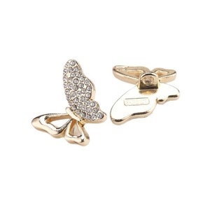 Prêt à Expédier Boutons de Luxe en Cristal Métallique avec Strass Papillon et Demi-Côtés pour Femmes - Product Image 4