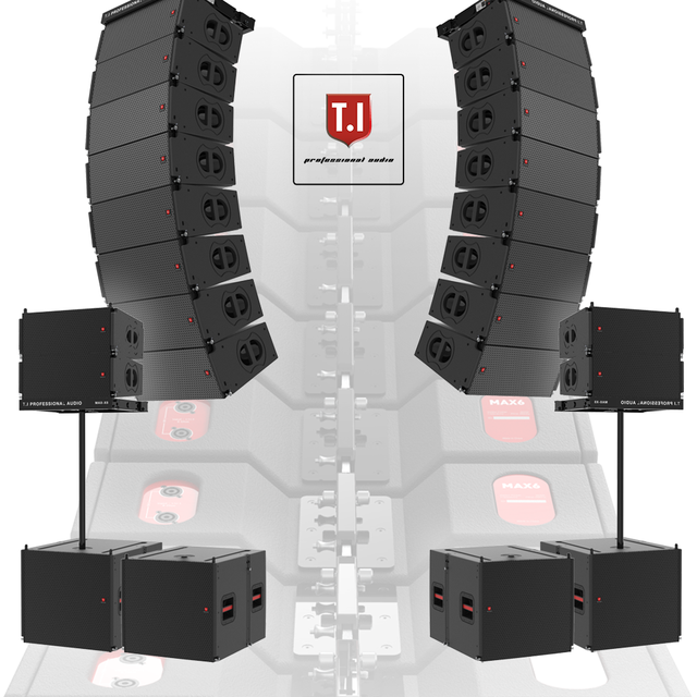 MAX6 Pro Audio Dual 6.5" Powered Neodymium Line Array Speakers 600W Passive Professional Indoor/Outdoor Stage Sound System