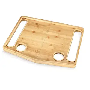 Bandeja plegable de bambú Legend, accesorio para mesa de comedor, bandeja plegable para andador con dos portavasos para andadores plegables de movilidad