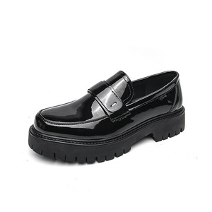 Zapatos de Vestir <span class=keywords><strong>Oxford</strong></span> Estilo Británico para Hombre, Color Negro y Blanco, Zapatos de Cuero con Cuña Oculta de 6CM8, Zapatos Sin Cordones para Jóvenes - Product Image 5