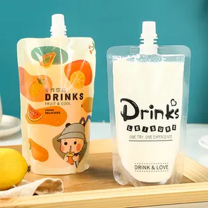 Custom Children Large 50ml Juice Beverage Packaging Bag Juice Packaging Spout Pouch Standing Up Plastic Bag With Suction Nozzle
