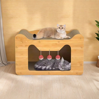 Poste Rascador para Gatos Montado en Pared con Cama Integrada, de Tablero de Densidad Densa que No Desprende Fibra, Mueble Minimalista para Escalar para Mascotas de Interior