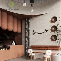 Meubles de restaurant de luxe sur mesure, modernes, en cuir et bois, courbés, ronds, circulaires, pour mobilier de bar, sièges en forme de U.