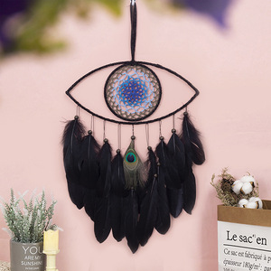 CELION Handmade Black Feather Blue Eye <span class=keywords><strong>Dreamcatcher</strong></span> Wall Good Luck Charm Evil Eye Dream Catcher per la decorazione della parete casa - Product Image 4