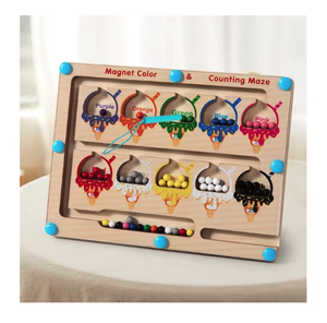 Cadeau idéal pour Noël et les anniversaires, mini jeu de société d'activités mathématiques sur le thème de la crème glacée, jouet labyrinthe Montessori - Product Image 1