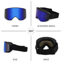 Lunettes de ski personnalisées avec protection UV400 Lunettes de ski pour le sport Lunettes de ski anti-buée OEM Googles Straps Lentille magnétique Lunettes de ski