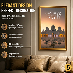 Horloge murale islamique intelligente avec cadre, affichage LED <span class=keywords><strong>de</strong></span> <span class=keywords><strong>l</strong></span>'Azan et <span class=keywords><strong>de</strong></span> la récitation du Coran, calendrier Hijri, contrôle par application, personnalisable - Product Image 5