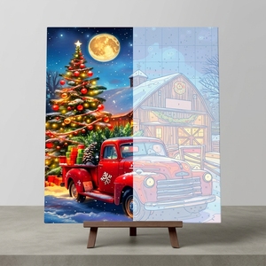 Kit <span class=keywords><strong>Pittura</strong></span> con Numeri Camion Rosso <span class=keywords><strong>Vintage</strong></span> Notte di Natale Fienile Neve <span class=keywords><strong>Pittura</strong></span> Acrilica Fai da Te su Tela per Adulti Principianti 16x20 Pollici - Product Image 5