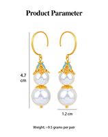 Boucles d'oreilles pendantes en argent sterling 925 plaqué or, multi-couches, avec perles de coquillage, style rétro, filigrane ajouré, pierres colorées, bijoux pour femmes