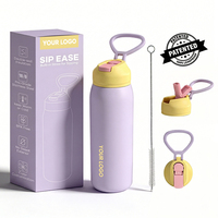 Bouteille d'eau sport isotherme sous vide en acier inoxydable 304, anti-fuite, sans BPA, écologique, avec logo personnalisé, paille et capuchon anti-poussière 12-24