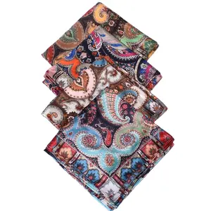 Vintage Cashew Print Bohemian Style Satin Silk Scarf For Woman 90*90cm Polyester Material Malaysia Hijab Wholesale