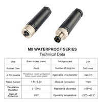 Fiche aviation droite M8 2/3 broches IP67 étanche-Connecteur à sertir mâle femelle pour applications de capteurs sans soudure