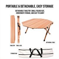 Table pliante hexagonale portable en acier inoxydable, table de camping moderne, mobilier d'extérieur, pique-nique, barbecue, pliable