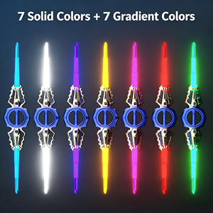 Sabre laser rotatif en plastique à double tranchant avec lumières LED clignotantes, rechargeable, pour enfants, idéal pour les fêtes et le cosplay - Product Image 4