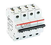 Disjoncteur miniature authentique ABB S204-C10 4 pôles 10A courbe C 6kA 400V AC pour montage sur rail DIN, usage industriel et commercial