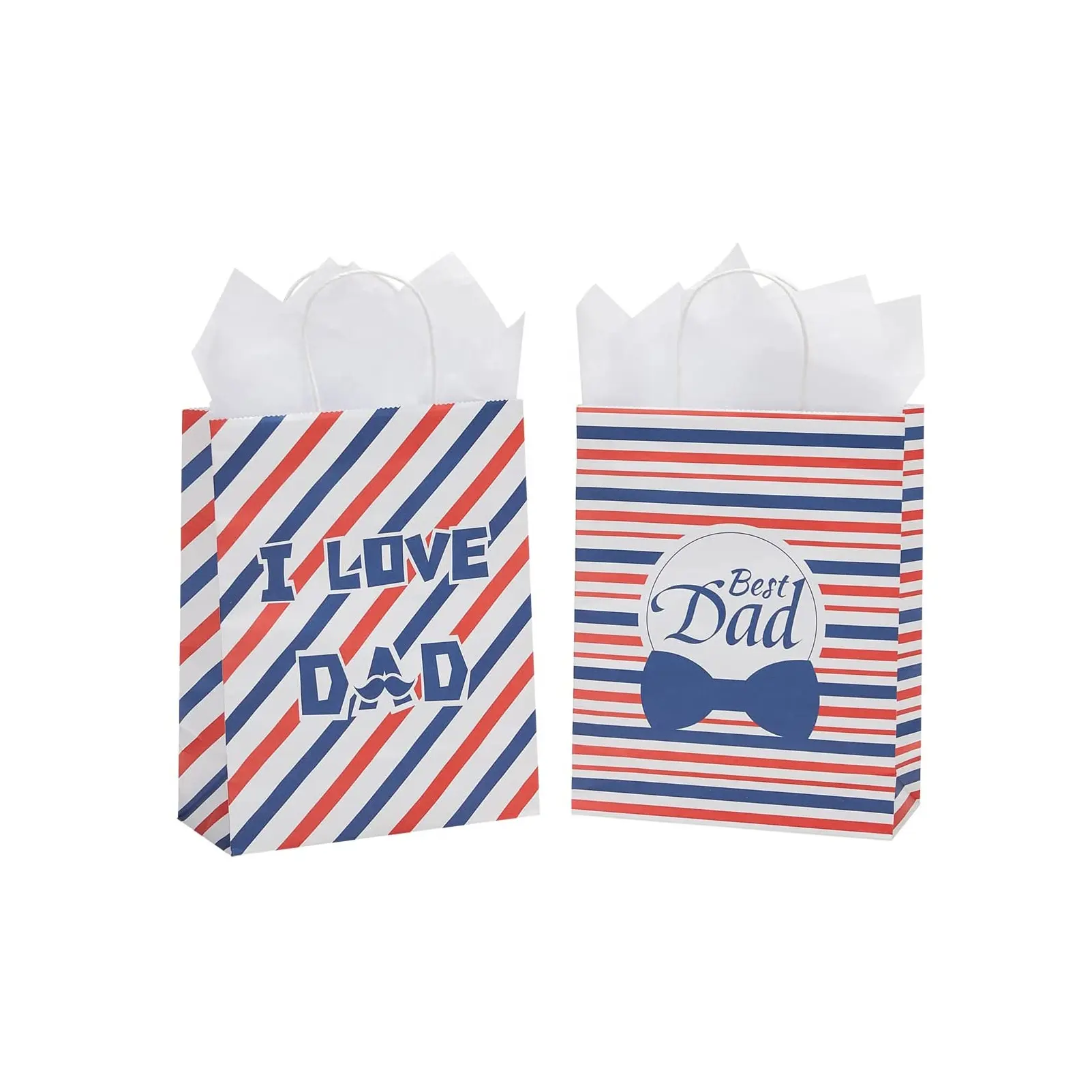 Tas Kertas Kecil Kustom Pola Geometris Tas Hadiah Kertas Natal untuk Liburan Hari Ayah dan Lainnya