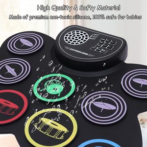 Cadeau de Noël : <span class=keywords><strong>Batterie</strong></span> électronique colorée avec haut-parleur intégré, <span class=keywords><strong>batterie</strong></span> au lithium, ensemble de tambours portables en silicone, <span class=keywords><strong>caisse</strong></span> <span class=keywords><strong>claire</strong></span> - Product Image 6