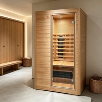 Sauna infrarouge à prix d'usine en cèdre rouge massif, cabine de sauna infrarouge lointain à vapeur sèche avec panneau de commande intelligent
